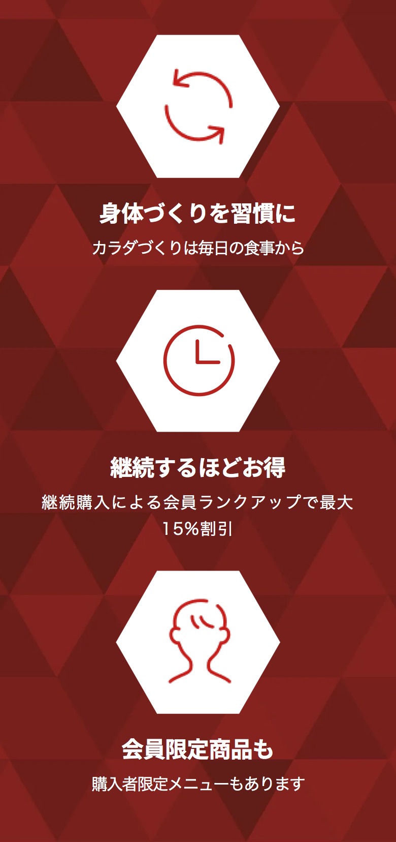 身体づくりを習慣に 継続するほどお得 会員限定商品も